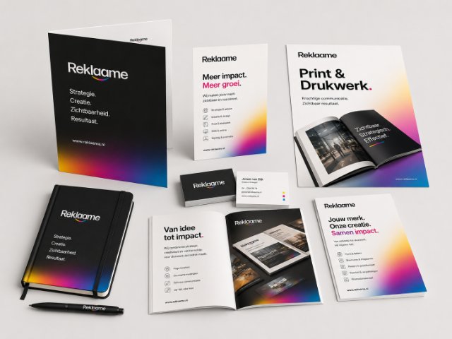 Reklaame drukwerk: brochures, visitekaartjes en flyers